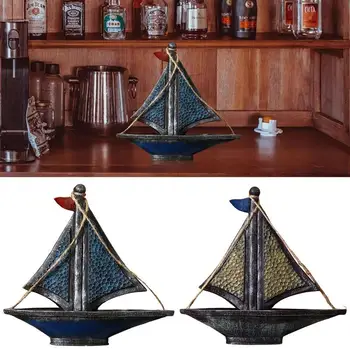 Burlaivio modelis Patvarios dervos piratų vikingų burlaivio papuošalai Dekoratyvinė senovinės žvejybos valties figūrėlė namų dekorui