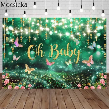 Butterfly Wonderland Oh Baby 1st Birthday Photography Background Dream Green Forest Girl Child First Birthday Background Photocall