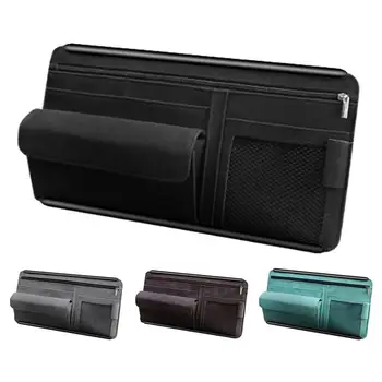 Car Sun Groom Organizer Multi-Pocket Auto Interior Accessories Pocket Organizer Car Document Storage Pouch Pen Holder