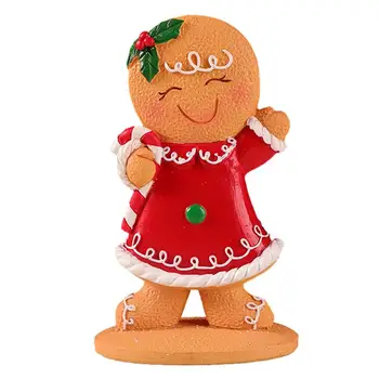 Cartoon Cute Christmas Gingerbread Man Resin Figurine Table Decor Vintage Christmas Party dekoracijos