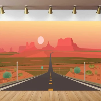 Cartoon Highway In Monument Valley Photography Fonas Navajo genčių parkas Dykumos peizažas Pietvakarių Amerikos Jutos fonas