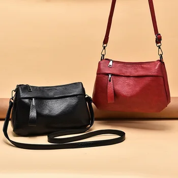 Casual Soft Leather Mom's Bag 2023 Vidutinio amžiaus moterų paprasta ir elegantiška rankinė Didelės talpos vieno peties dizainerio Lady krepšys