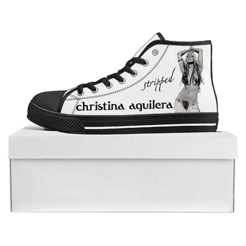Christina Aguilera High Top Aukštos kokybės sportbačiai Vyriški moteriški paaugliai Drobė Individualūs sportbačiai Atsitiktiniai poros batai Individualūs batai
