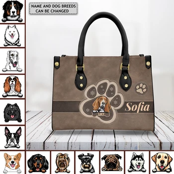 Cross Body Bags Female Luxury Basset Hound PU odinis krepšys per petį Suasmenintas šuns vardas Elegantiškas vakarėlių totes rankinės moterims
