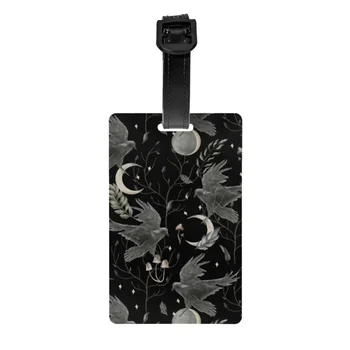 Crow Moon bagažo žyma Custom Halloween Spooky Witch Baggage Žymos Privatumas Viršelio ID etiketė