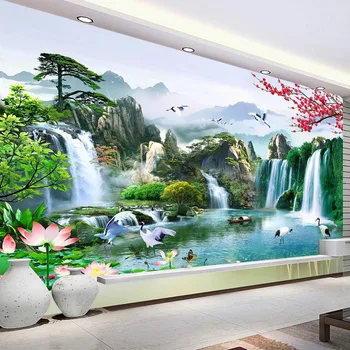 Custom 3D sienų freskos Tapetai Krioklys Gamta Peizažas Nuotrauka Sienų tapyba Studija Svetainė Sofa TV fonas Namų dekoras