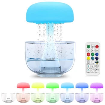 Debesų lietaus aromaterapija Eterinio aliejaus difuzorius Grybų lietaus debesų drėkintuvas su 7 spalvų LED lempute namų biurui