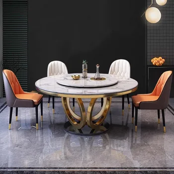 Design Apvalus valgomojo stalas Šiaurietiškas atsiskleidžiantis marmurinis prabangus valgomojo stalas Pramoninis gyvenimas Muebles Para El Hogar namų baldai