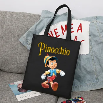 Disney animacinis filmas Pinokio sulankstomas daugkartinio naudojimo audinių pirkėjas Harajuku krepšys Studentų drobė Tote krepšys Pirkinių krepšys Rankinė