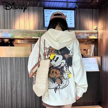 Disney Cartoon Mickey New Fashion Hoodies Pora marškiniai ilgomis rankovėmis Y2k Trend drabužiai Moteriški Amercian stiliaus megztiniai su gobtuvu