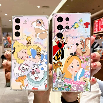 Disney Princess Girl Anime skaidrus telefono dėklas, skirtas Samsung S23 S22 S21 S20 FE Ultra Pro Lite S10 S10E S9 S8 Plus 5G dangteliui