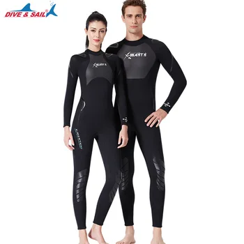 Dive Sail 3MM vyriškas vientisas šiltas nardymo kostiumas moteriškas ilgomis rankovėmis išlaikyti šiltą snorkeling žieminį maudymosi kostiumėlį ir kelnes