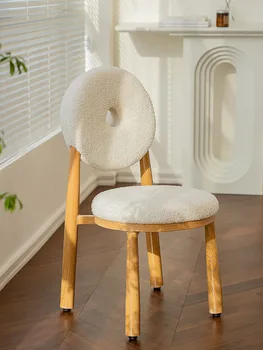 Doughnut valgomojo kėdės Teddy Velvet prabangaus dizaino svetainė sofa kėdė namų baldai su atlošu miegamojo makiažo kėdė taburetė
