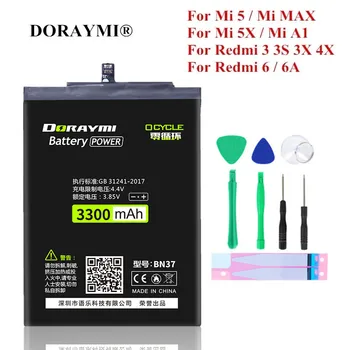 DROAYMI telefono baterija Xiaomi Mi 5 5X A1 Max Redmi 3 3S 3X 4X 6 6A Pastaba 5A Pro Y1 Lite BM47 BM49 BN31 BN37 BM22 Bateria