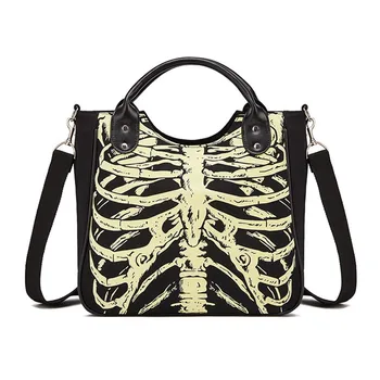 drobinė rankinė Helovino krepšiai Unisex kaukolės skeletas atspausdinta fluorescencinė kuprinė Gotikinis dizaineris Casual Totes krepšys