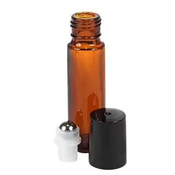 Drop Ship&Wholesale Amber 10 ml stikliniai ritininiai buteliai su nerūdijančio plieno ritininiais rutuliais Oct.22