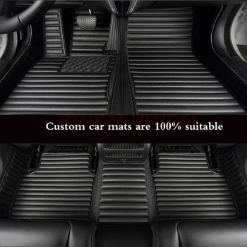 dryžuotos Pu odos pritaikytas 5D automobilio grindų kilimėlis Tesla Model X 5 Seat 6 Seat 2016-2023 interjero aksesuarų kilimas