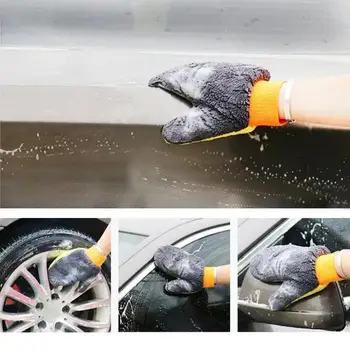 Dvipusės automobilio valymo pirštinės Aukštos kokybės koralų vilnos nešiojamos dizaino valymo pirštinės automobilių valymui ir poliravimui