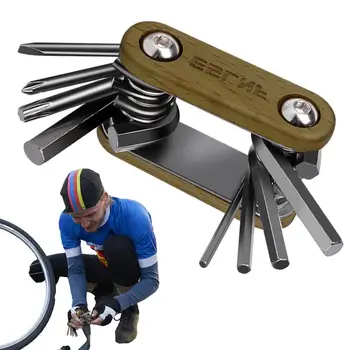 Dviračių remonto įrankių rinkinys Nešiojamas dviračių remonto rinkinys apima 8 in 1 kelių įrankių šoninio varžto reguliavimo sulankstomas nerūdijančio plieno bukas