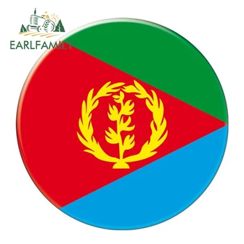 EARLFAMILY 13cm x 13cm Auto Moto dviračio lagaminas Nešiojamojo kompiuterio vėliava apvali Eritrėjos lipdukas Automobilio lipdukas Vandeniui atsparus 3D automobilio stilius