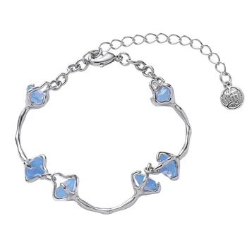 Eetit Išskirtinė mėlyno stiklo sidabro spalvos grandinėlė Riešo apyrankė Banglentė moterims Geometrinio cinko lydinio mados papuošalų vakarėlio dovana