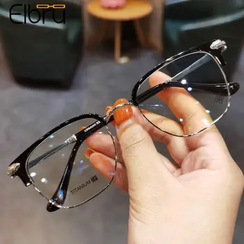 Elbru Metal Anti Blue Light Skaitymo akiniai Moterys Vyrai Fashion Ultralight Presbyopia Optiniai akiniai Dioptrijos +100to+400 Gafas