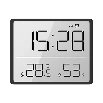 Elektroninė temperatūra ir drėgmė Daugiafunkciniai ultra laikrodžių laikrodžio žadintuvai LCD disply plona montuojama siena skaitmeninis