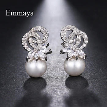 Emmaya Prekės ženklas Fashion Luxury Originality AAA Cubic Zircon White Gold Color Pearl auskarai moterims Populiari vestuvių papuošalų dovana
