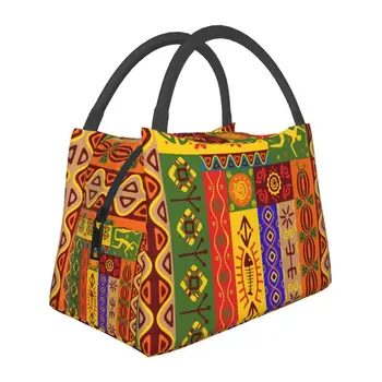 Etninių genčių Afrikos egzotiškas modelis Izoliuotas pietų krepšys moterims Afrika Aušintuvas Terminis Bento dėžutė Lauko kempingo kelionės