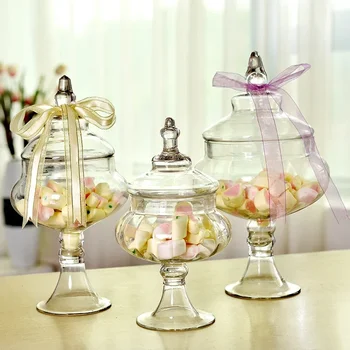 europietiški saldainių indeliai skaidrūs Stikliniai buteliai dangtelio laikymo dulkėms atsparus tortų stovas desertinė arbata caddy vestuvių vaza Dekoro reikmenys