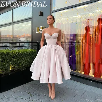 EVON BRIDAL Simple Sweetheart Neck Satin Vakarinės vakarėlio suknelės 2024 Prabangios A-Line Prom suknelės be petnešėlių Vestidos De Gala