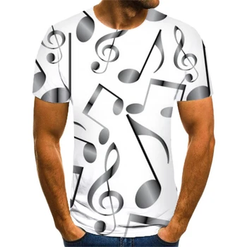 Fashion 3D Printed Music Note Vyrų/moterų marškinėliai trumpomis rankovėmis