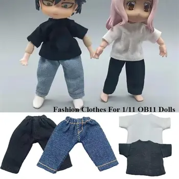 Fashion Clothes Kelnės Marškinėliai 1/11 OB11 lėlės 1/12 Bjd/GSC lėlių drabužiai Džinsinės kelnės Pasidaryk pats Obitsu 11 lėlių drabužių žaislai