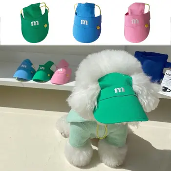 Fashion INS siuvinėtos trijų spalvų saulės šunų kepurės Skydelio skrybėlė Šuo Augintinis Elastinis Kiaulės nosies sagtis Reguliuojamos kepurės Šuniuko aksesuarai