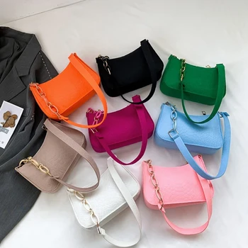 Fashion Texture Pažastų rankinės Veltiniai pečių krepšiai moterims Moteriškos subaxillary krepšio dizainas Pažangios piniginės Pusmėnulio balno krepšys