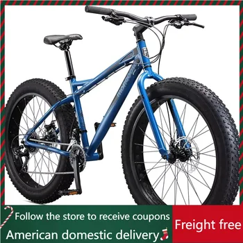 Fat Tire Mountain Bike 26x4-Inch Big Fat Wheels 16-Speed Trigger Shifters Adult Aluminium Mountain Frame Blue Freight free