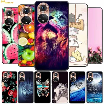 For Honor 50 Case Honor50 Pro Black TPU Silicone Soft Cats Lion Cover for Honor X7 50 Pro Phone Cases Cute Slim 50Pro 5G Capas