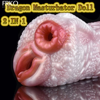 FRKO Dragon 2 In 1 Artifical Vaginal Anal Masturbation Cup Masturbator Doll Male Soft Silicone Erotiniai suaugusiųjų sekso žaislai Vyrui