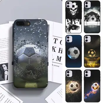 futbolo telefono dėklas Juodas minkštas silikoninis dėklas, skirtas iPhone 13 14 Pro Max for 6 6s 7 8 Plus Xr X Xs 11 12 Mini Pro Max Funda