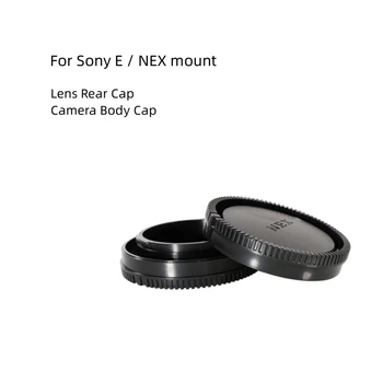 Galinio objektyvo dangtelis+Kėbulo dangtelis Apsauga nuo dulkių Plastikinė juoda Skirta Sony NEX laikikliui A5100 A6000 A6300 A6500NEXC3 5 5N 6 7 A7 A7II A7s