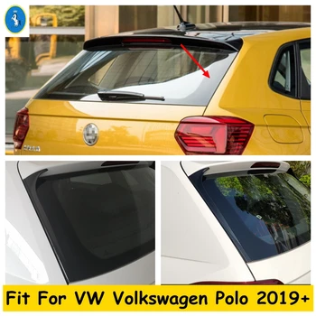 Galinių durų langų apdailos juostelės Dangtelio apdaila Tinka VW Volkswagen Polo 2019-2022 Juoda /Anglies pluoštas Automobilių išorės aksesuarai
