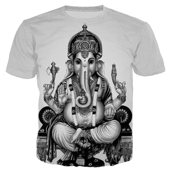 Ganešos marškinėliai 3D Print Hindu God of Wisdom Ganesha Tshirt Men Women Summer Casual trumpomis rankovėmis Harajuku oversized marškinėliai