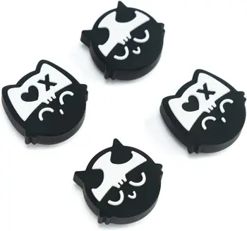 GeekShare Cute Skull Cat Silicone Joycon nykščio rankenos dangteliai, suderinami su Nintendo Switch/OLED/Switch Lite 4PCS vairasvirtės dangteliu
