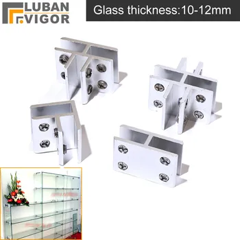 GERAI! Stiklas / akrilas Vitrinos spaustukai / jungtis, stiklui / akrilui 10-12mm, be gręžimo, patys surinkite vitrinas, Techninė įranga