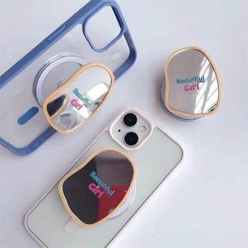 Girl Makeup Mirror Magnetic Phone Ring Grip Tok Brangakmenių telefono laikiklio laikiklis, skirtas iPhone Universalus magnetinis siurbimas Smart Tok