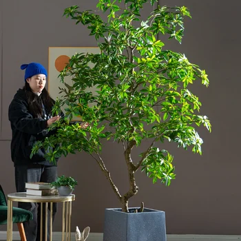 Girtas medis Imitacinis medis Žalias augalas Netikri medžiai Vazoniniai Svetainės kraštovaizdžio dekoravimas Grindų dekoravimas Augalų dekoravimas