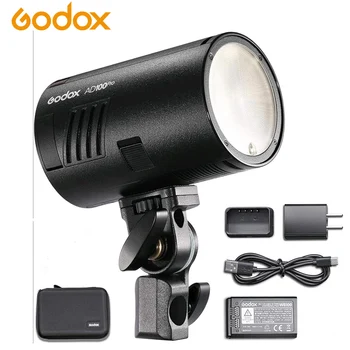 Godox AD100Pro 100Ws TTL 2.4G 1/8000 HSS lauko blykstės lemputė, 2600mAh baterija 0.01-1.5s perdirbimas, su trijų spalvų difuzoriais