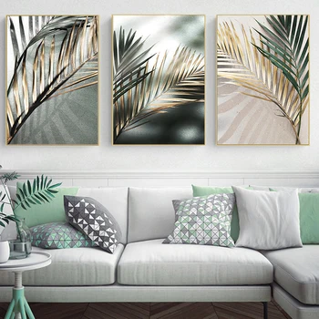 Green Plant Leaf Picture Modern Fresh Poster Home Decor Wall Art Canvas Painting Nordic Minimalist Print for Dormitory Design