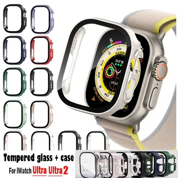 Grūdintas stiklas+dėklas, skirtas Apple Watch Ultra 49 mm juostos išmanusis laikrodis PC buferis+ekrano apsauga Dangtelis iwatch serija Ultra2 priedai