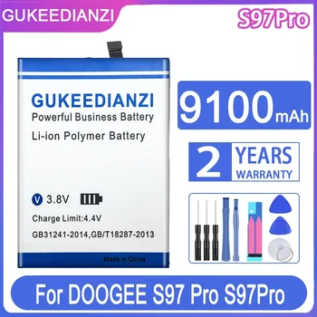 GUKEEDIANZI for DOOGEE S97 Pro Mobiliojo telefono baterija S97Pro BAT21ZN1318500 baterija 9100mAh Bateria + Track Nubner
